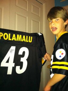 Photo-provided-Micah-Heckathorne,-11,-of-Zion,-received-a-signed-jersey-from-Troy-Polamalu,-his-favorite-Pittsburgh-Steelers-player